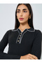 Black Long Sleeves Sweater Midi Dress - 4