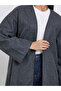Grey Wool Look Open Front Abaya - 4