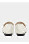 Cream Buckle Decor Square Toe Loafers - 5