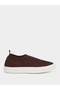 Brown Knit Slip-On Sneakers