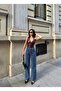 Women's High-Waisted Special Design Blue Wide-Leg Pants - 4