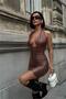 Women's Low-Cut Tie-Up Mini Leather Dress Dpdf174 - 4