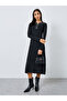 Black Long Sleeves Sweater Midi Dress - 2