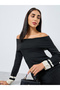 Color Block Off Shoulder Sweater Midi Dress