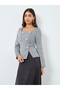 Black Square Neck Tweed A-Line Maxi Dress - 3