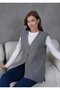 Women's Knitwear Lace-Like Knit Wool Vest with Pocket Detail - 4