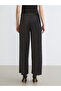 Basic Mixed Elastic Waist Shiny Look Women's Trousers - 4