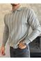 Men's Regular Fit Half Zip Corded Fabric Knitwear Sweater Gray Eca047 - 3