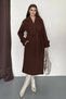 Women's Knee-Length Cashmere Coat with Pockets and Belted Waist