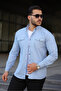 Men's Slim Fit Pocket Basic Long Sleeve B.Blue Denim Shirt