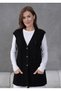 Women's Knitwear Lace-Like Knit Wool Vest with Pocket Detail - 3