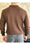 Men's Regular Fit Polo Neck Corded Fabric Knitwear Sweater Bitter Brown Eca046 - 4