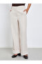 Beige Wool Like Straight Leg Pants - 2