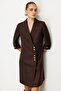 Bb Women's Double Breasted Collar Button Detailed Woven Midi Dress 26Kekl04509 - 2