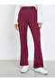 Burgundy Elastic Waistband Flared Leggings - 2