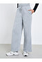 Women Grey Solid Drawstring Waist Wide Leg Joggers - 2