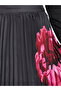 Black Floral Print Pleated Midi Skirt - 3