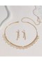 Luxury Marquis Stone-Set Gold-Colored Necklace and Earrings Set - Wedding Engagement Jewelry - 3