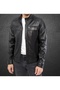 Genuine Leather Men's Leather Coat (Black) - 5