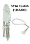 10 Pieces of 33-Bead Hajj Umrah Gift Prayer Beads - Transparent White