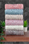 Çınar Jacquard 6-Piece Velvet Cotton Hand and Face Towel Set 30X50 cm - 00434- Mixed Color - 3