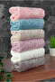 Çınar Jacquard 6-Piece Velvet Cotton Hand and Face Towel Set 30X50 cm - 00434- Mixed Color - 4