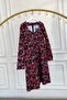 Roman Collar Flannel Dress with Zipper on the Back - 2