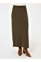 Hair Braid Patterned Cardigan & Skirt Knitwear Set - Khaki - - 7
