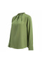 Women's Green Judge Collar Draped Oversized Shirt - 2