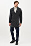 Vivaldo Men's Khaki-Navy Blue Self-Patterned Jacket Collar Slim Fit Cashmere Coat - 7