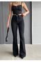 Black High Waist Stretch Fabric Flared Jeans (SIZE GUIDE IS IN THE IMAGE)
