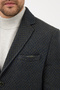 Vivaldo Men's Khaki-Navy Blue Self-Patterned Jacket Collar Slim Fit Cashmere Coat - 2
