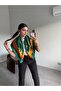 Green Orange Patterned Scarf - 2