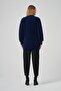 7008 Pocket Detailed Angora Cardigan Navy Blue - 3