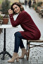Knitted Sweater with Buttoned Sleeves R4474 Burgundy - 2