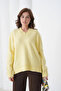 Women's V-Neck Soft Textured Oversized Knitwear Sweater - 3