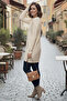 Knitted Sweater with Buttoned Sleeves R4474 Beige - 2