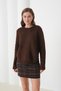 Women's Crew Neck Button Detail Slit Knitwear Sweater - 4