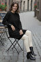 Knitwear Sweater with Buttoned Sleeves R4474 Black
