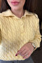 New Season Buttoned Knit Sweater with Braided Hair - Yellow - 2