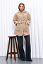 Mink Snap Fastener Belted Cashmere Coat - 2