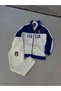 Navy Blue Italy Jacket and White Sweatpants 2-Piece Set - 2