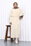 Long Knit Dress with Cream Cape Detail - 2