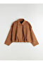 Vizyon New Season Shirt Collar Oversize Women's Suede Look Jacket - 7