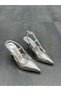 Silver Thin Heeled Women's Shoes - 6