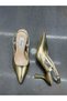 Gold Thin Heeled Women's Shoes - 6
