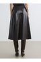 Peak New Season A-Line Leather-Look Skirt with Zipper at the Waist - 4