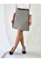 High Waist Woven Fabric Knee-Length Hawkshaw Patterned A-Line Skirt