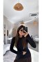 Black Crew Neck Finger through Blouse - 2