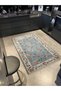 Beige Blue Themed Multicolor Floral Rose and Ivy Patterned Modern Decorative Carpet 2566 - 2